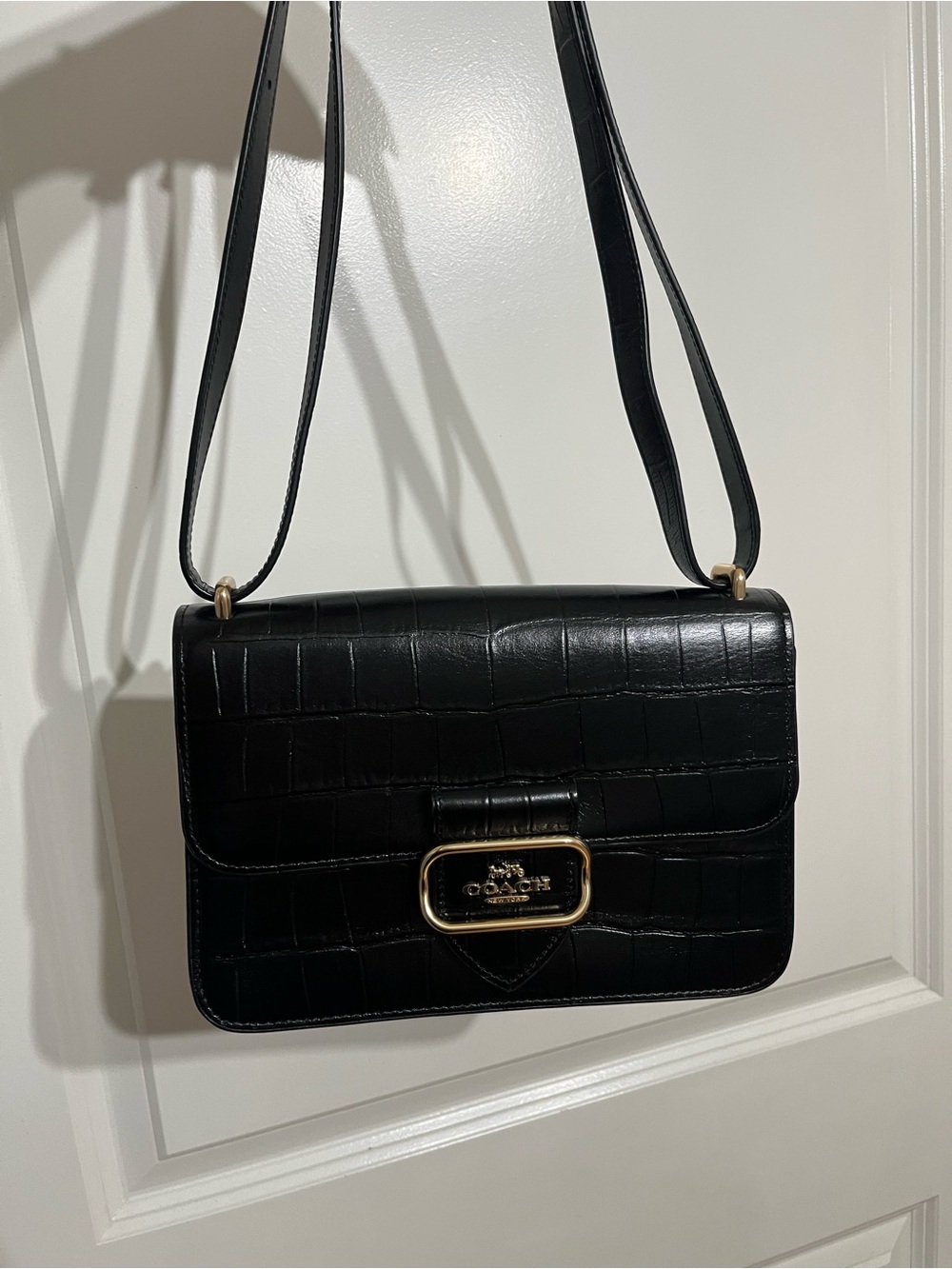 Coach Large Morgan Square Crossbody Bag. Croc Embossed Leather CM204